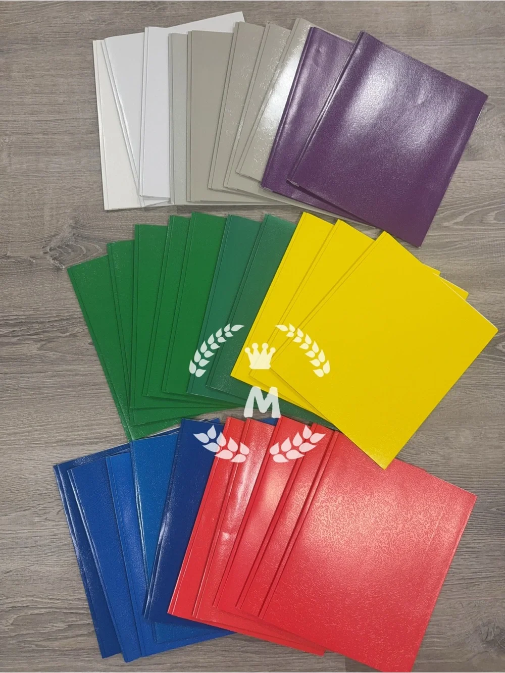 2 Pocket Paper Folder with Prongs Letter Size 7 Colors- 30 Folders Total